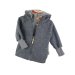 Walkjacke aus Merino Wollfleece grau mit Fuchsi grau
