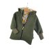 Walkjacke moosgrün meliert mit Waldtiere creme