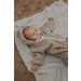 Walkoverall aus Merino Wollfleece sand meliert mit Fuchsi creme