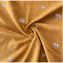 Musselin Blumen senfgelb