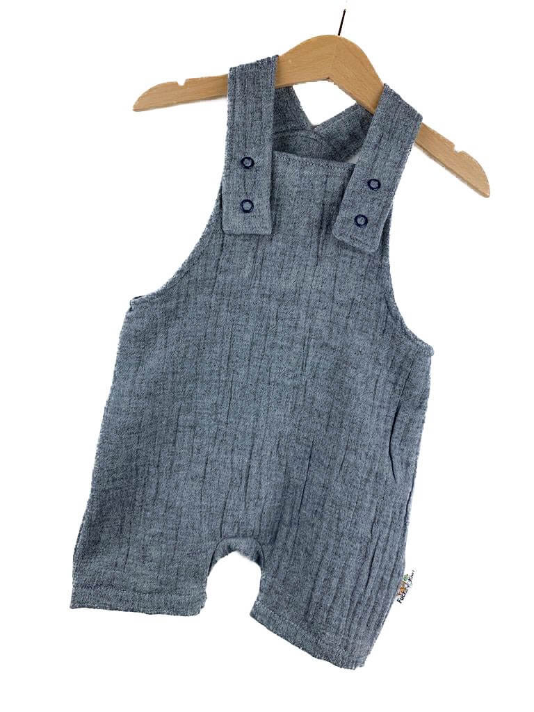 Latzhose kurz Musselin jeansblau meliert
