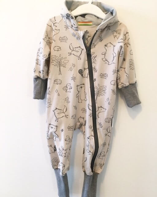 Sweatoverall mit Waldtiere beige