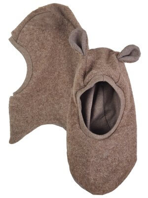Schlupfmütze aus Merino Wollfleece braun meliert