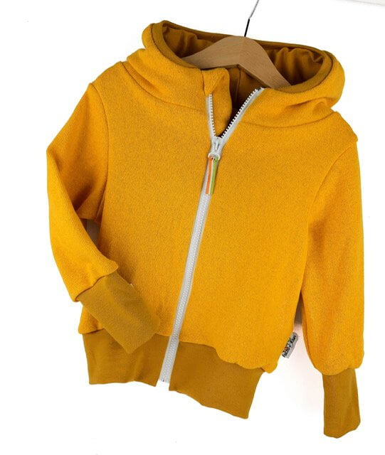 Sweatjacke Feinstrick senfgelb