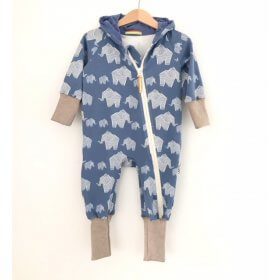 Sweatoverall Elefanten rauchblau