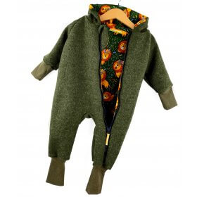 Walkoverall moosgrün meliert mit Löwe tanne