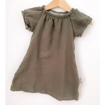 Kurzarmkleid Musselin khaki