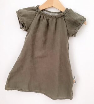 Kurzarmkleid Musselin khaki