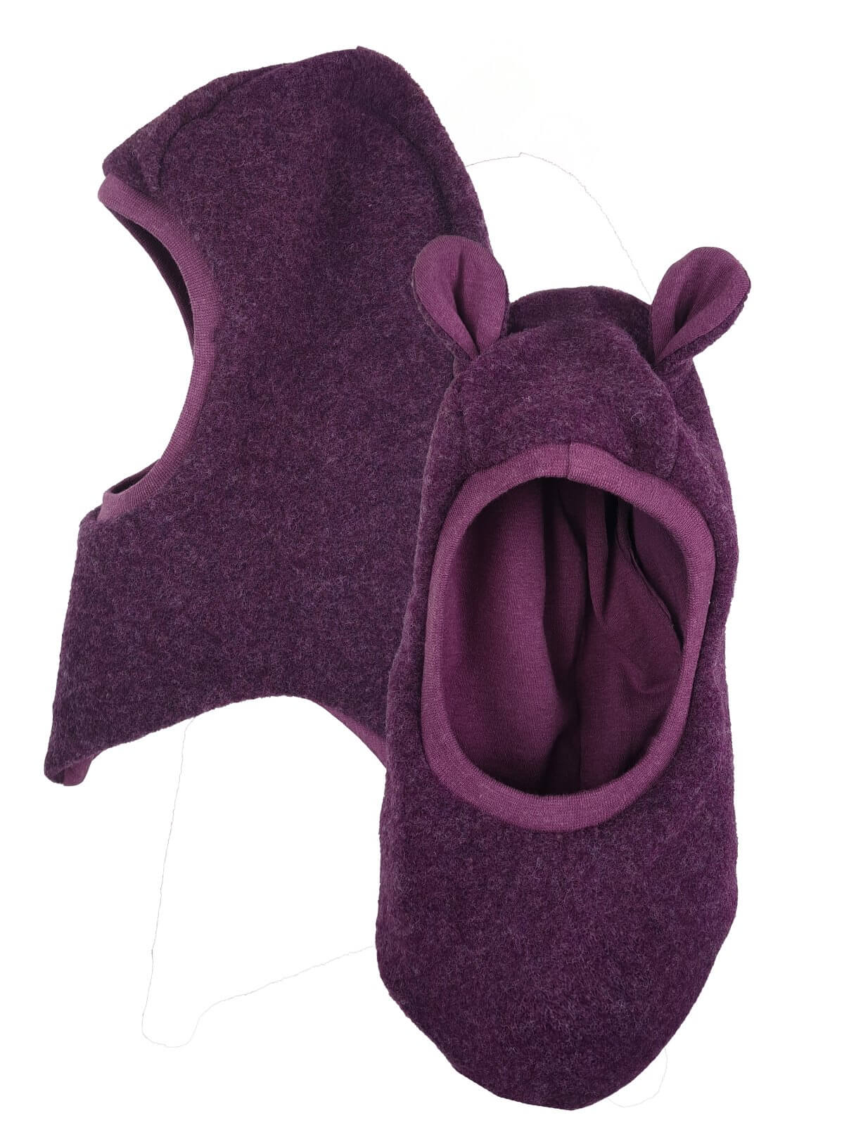 Schlupfmütze aus Merino Wollfleece flieder meliert