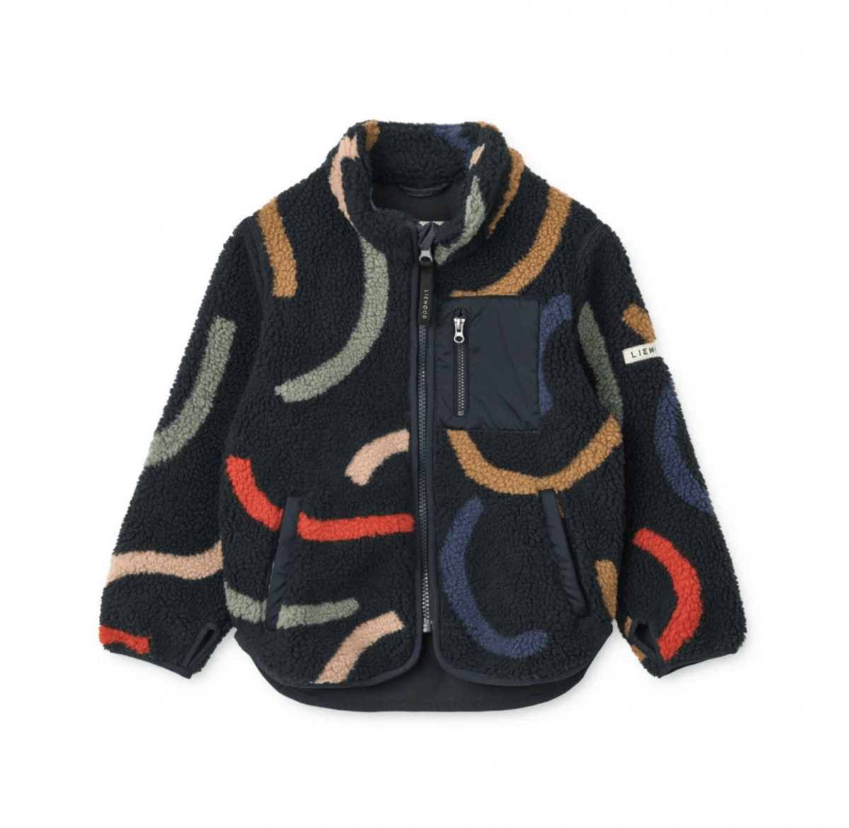 Liewood Nolan Fleece-Jacke Graphic swirls / classic navy