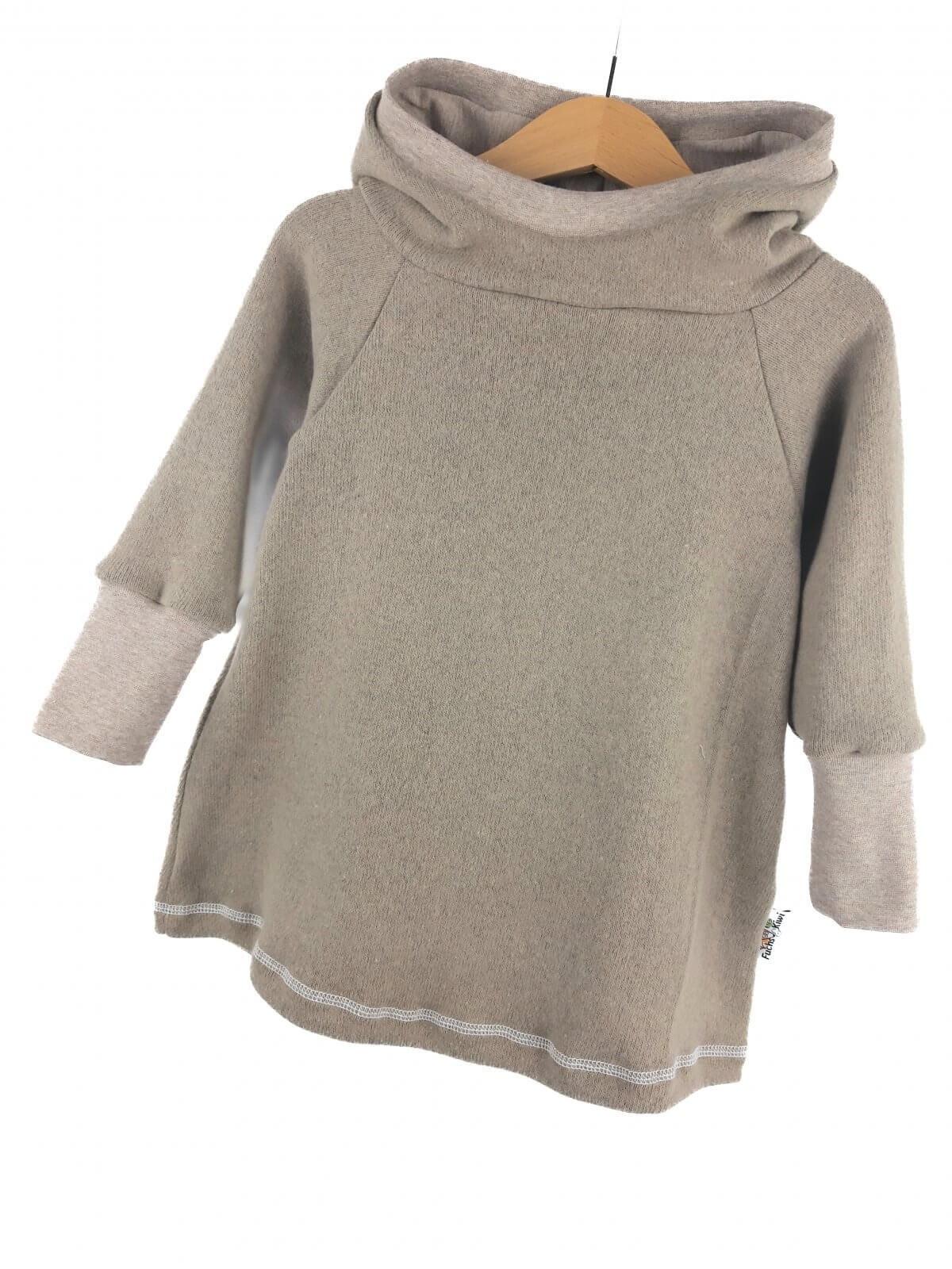 Hoodiekleid Feinstrick beige