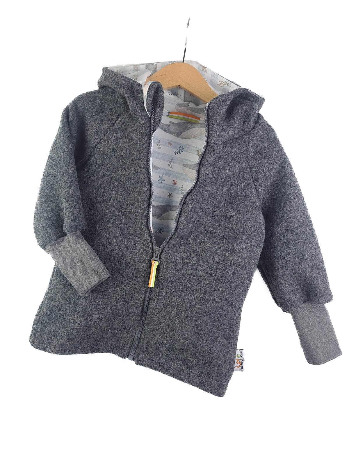 Walkjacke Walk grau mit Streifenwal 86/92