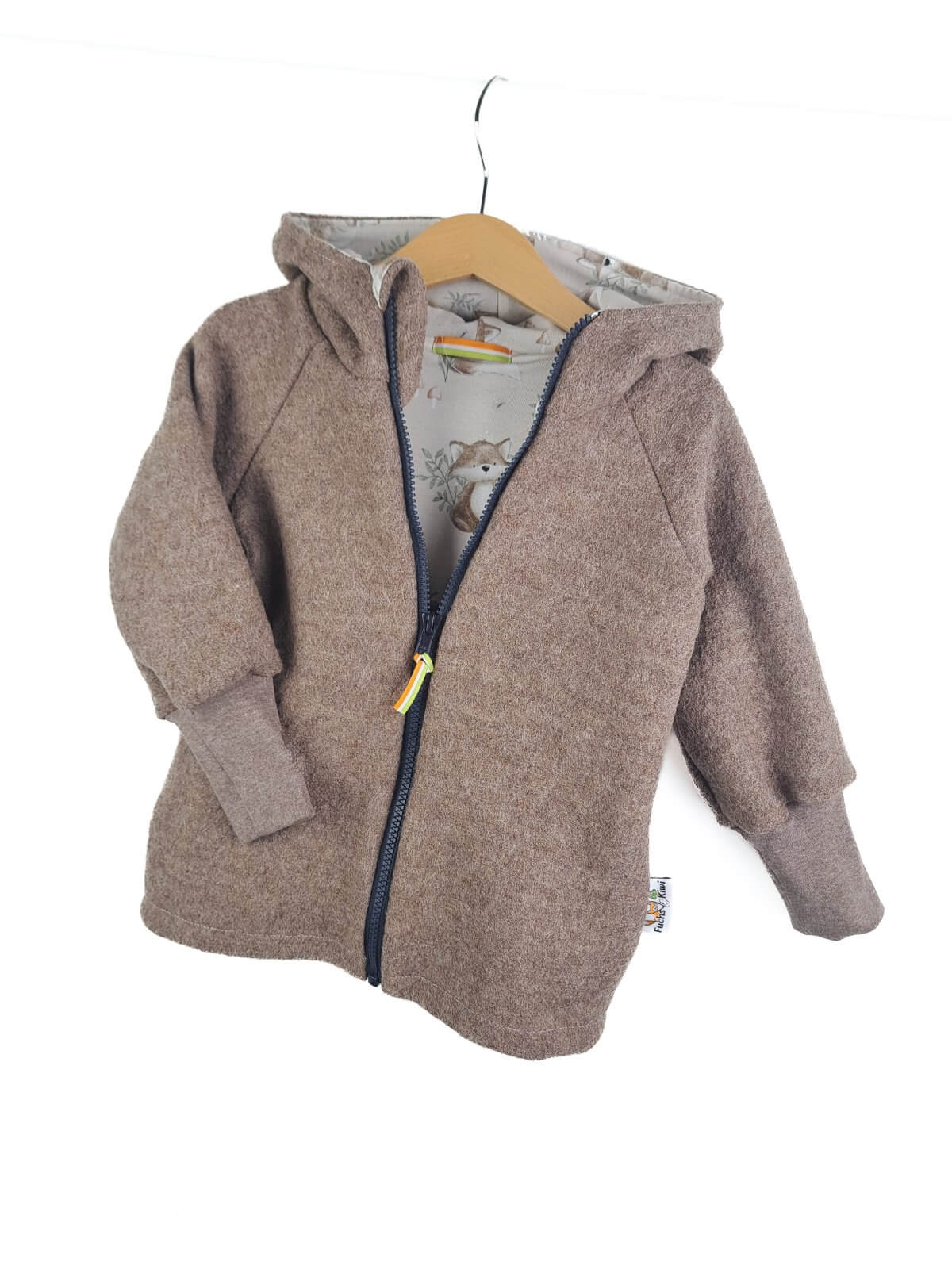 Walkjacke braun meliert mit Waldfüchse