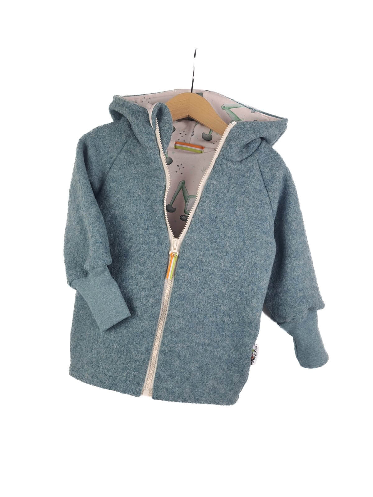 Walkjacke Walk mint meliert mit Bagger creme 86/92