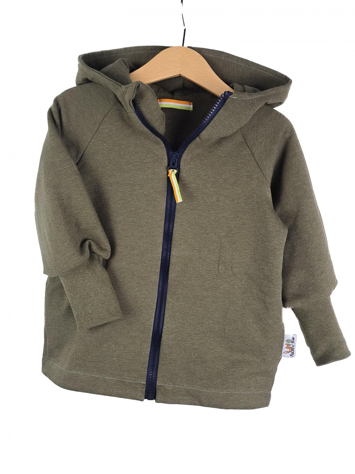 Sweatjacke mit Patch Räuber moosgrün meliert