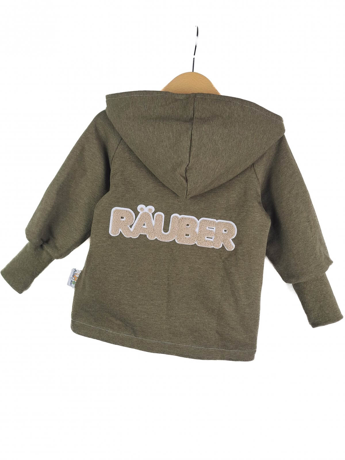 Sweatjacke mit Patch Räuber moosgrün meliert