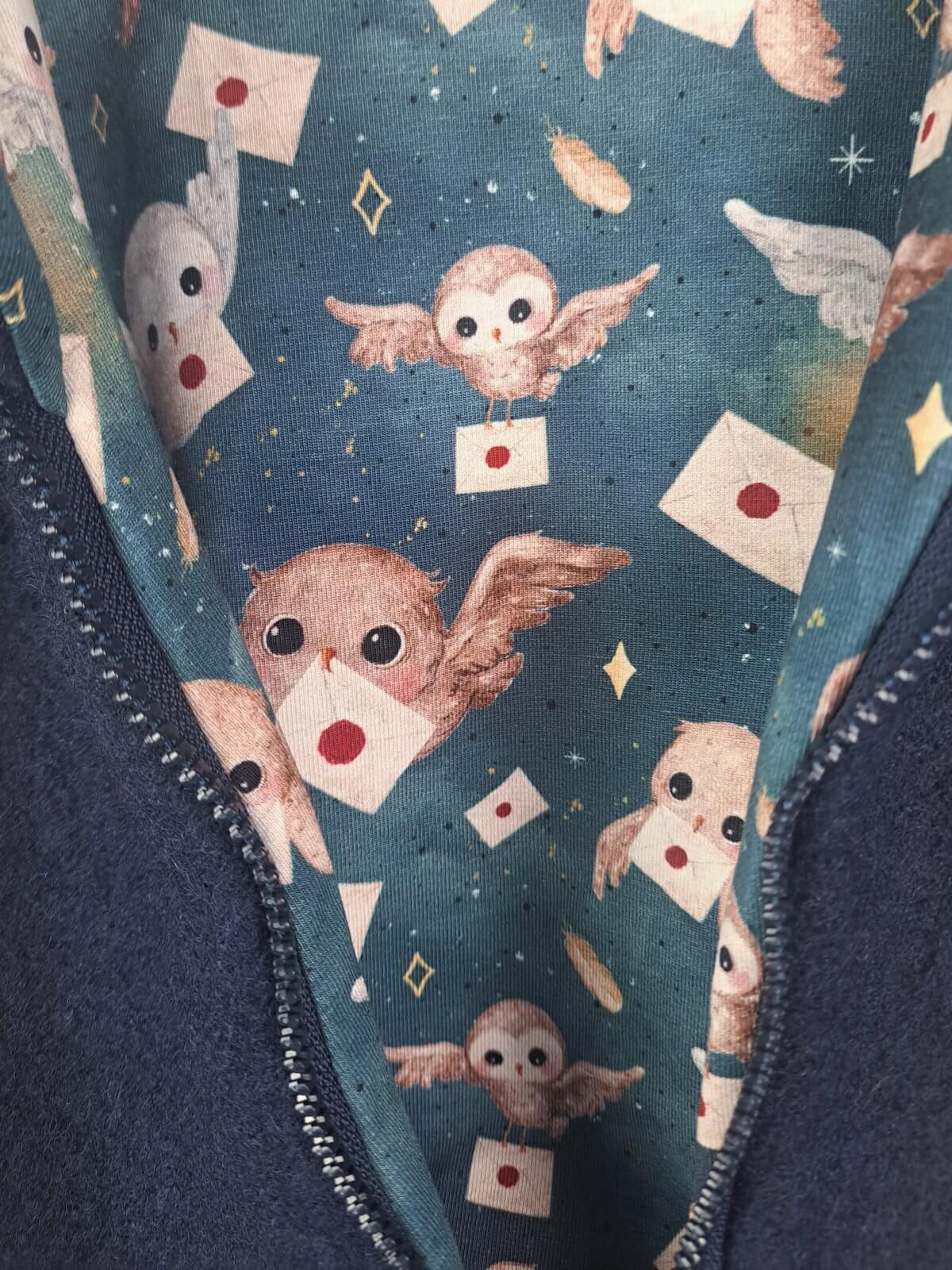 Walkoverall blau mit Eulenzauber