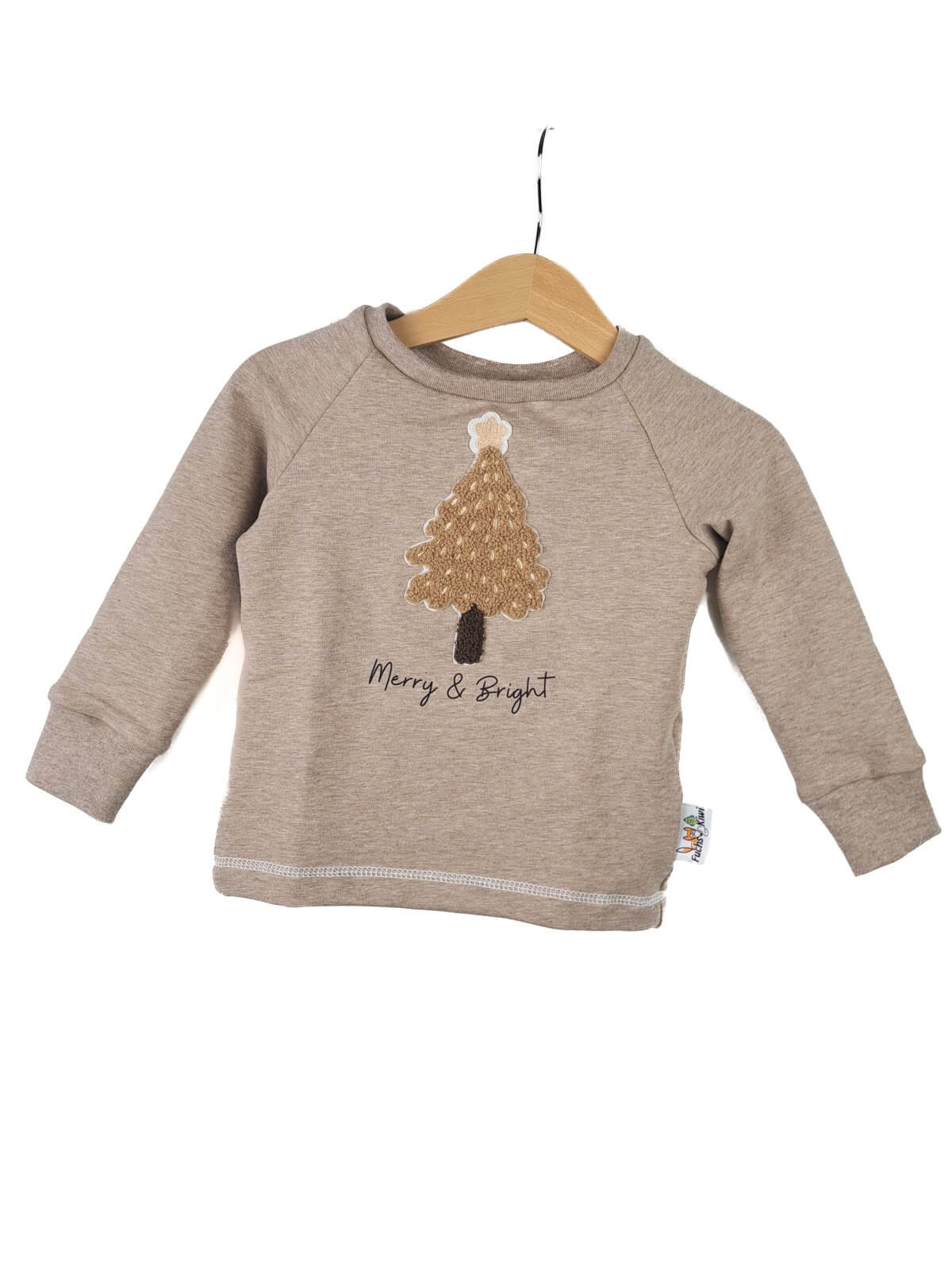 Langarmshirt Weihnachtsbaum-Patch sand