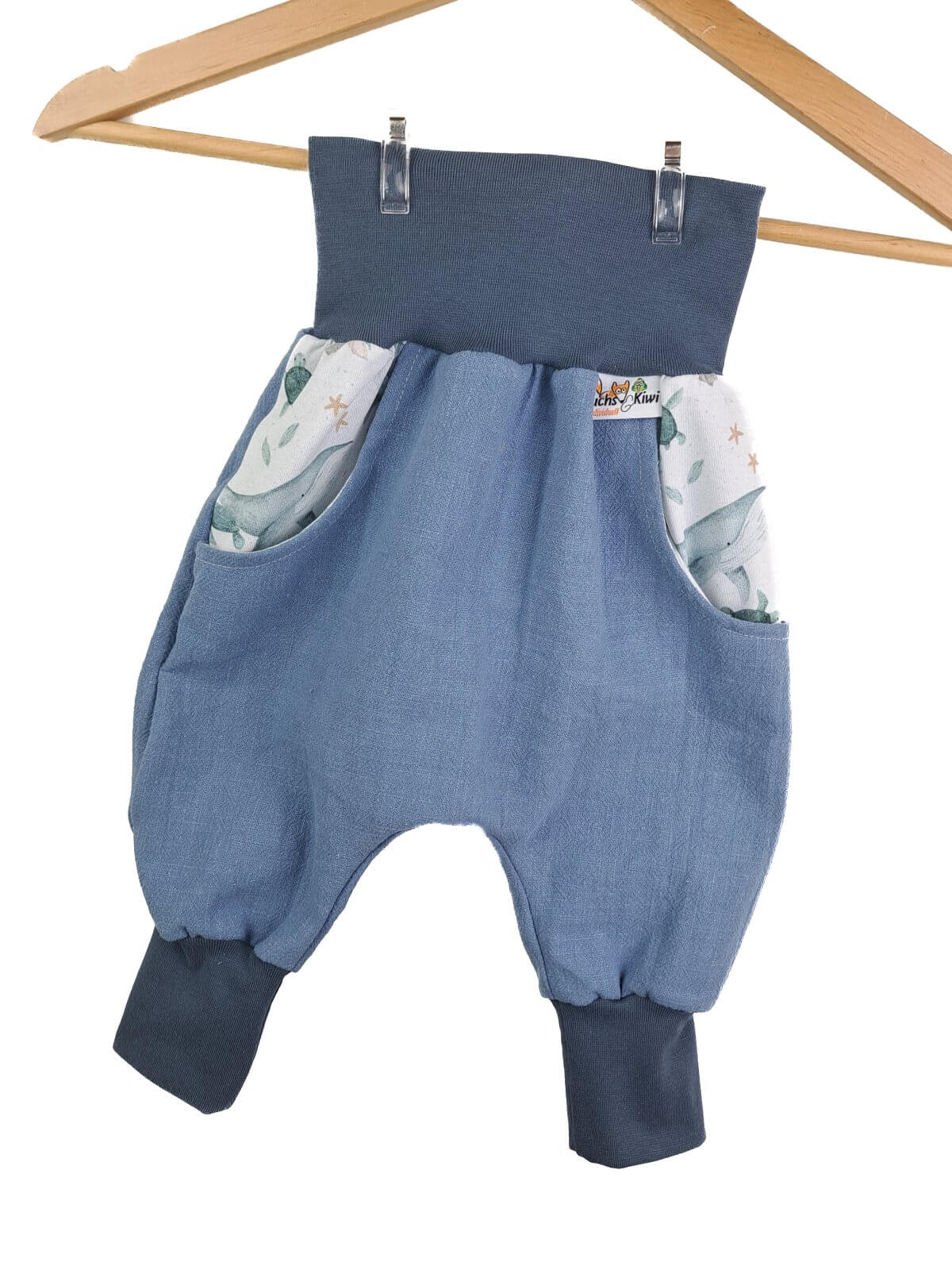 Indi Leinen Pumphose taubenblau mit Seefamilie