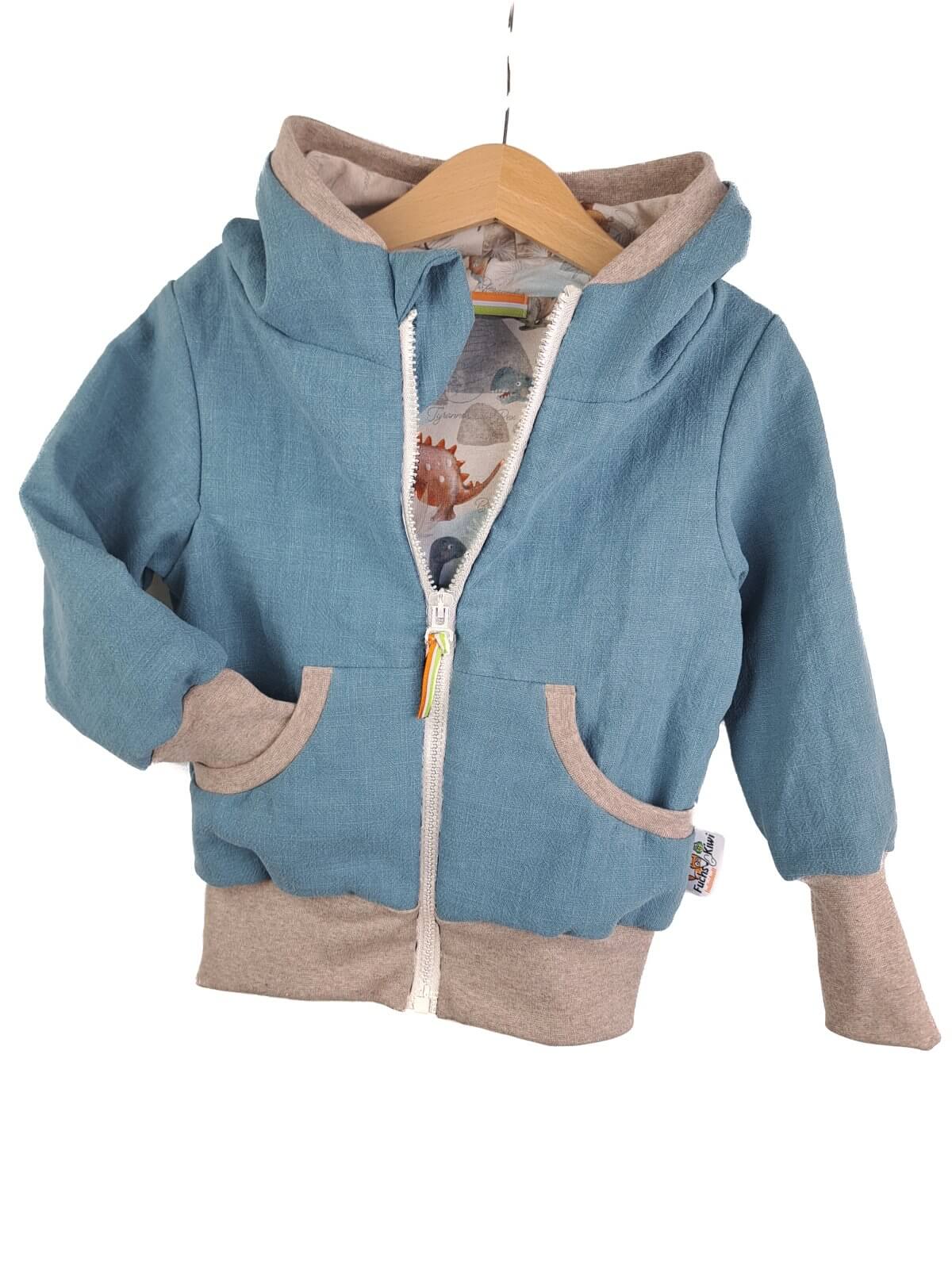 Indi Leinenjacke altmint mit Dinosaurierland