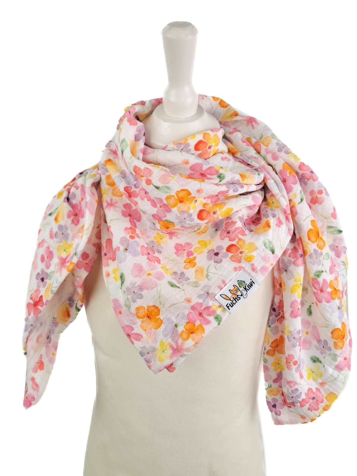 Tuch zum Binden Musselin Blümchen bunt