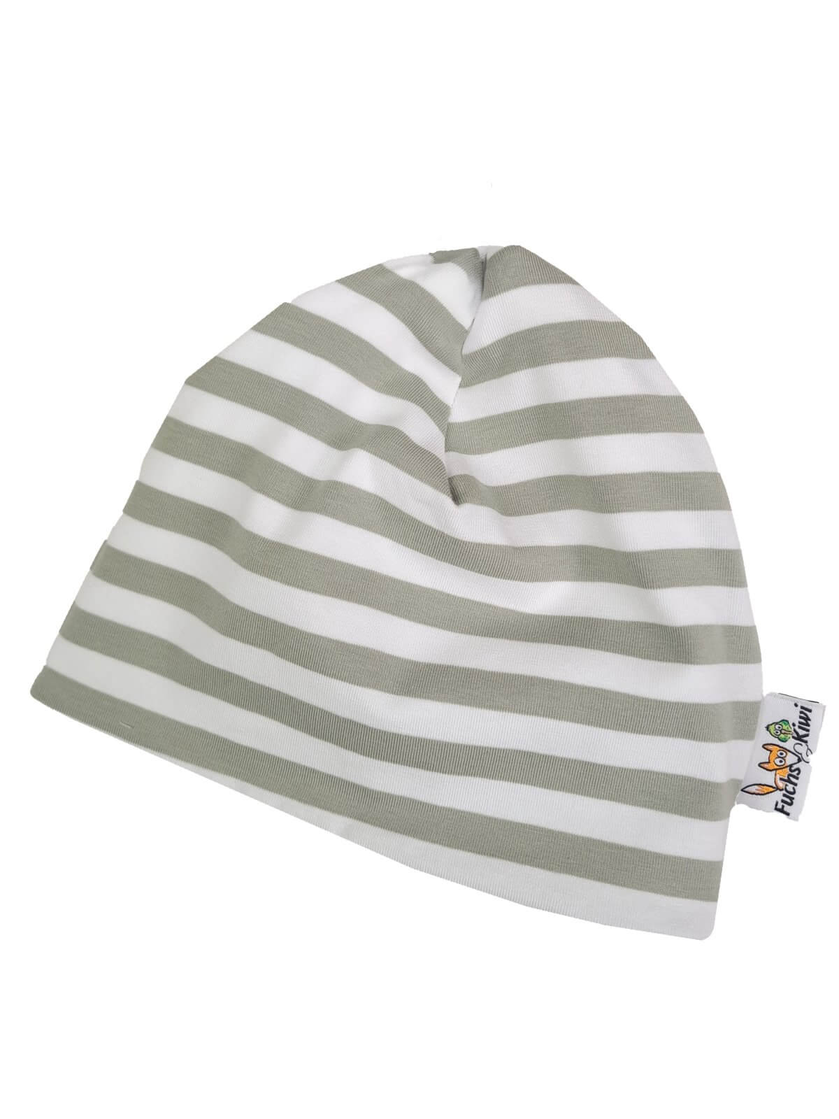 Beanie Streifen altmint groß 44-46 doppellagig