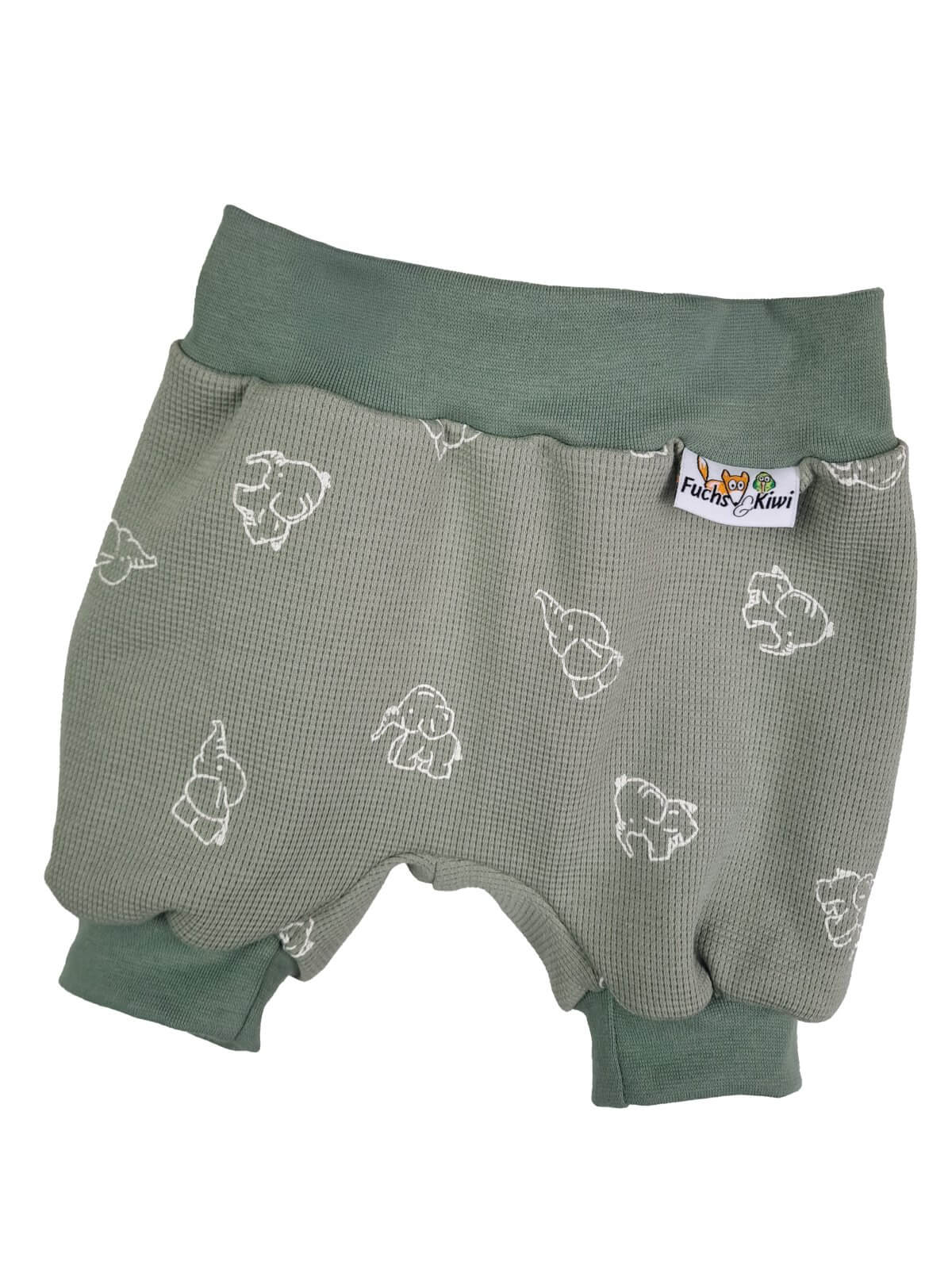 Kurze Hose Waffel Elefanten altmint  74/80