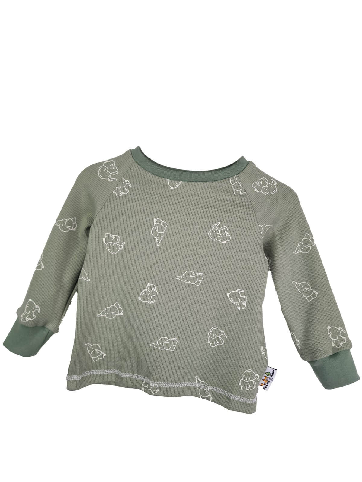 Langarmshirt Waffel Elefanten altmint 74/80