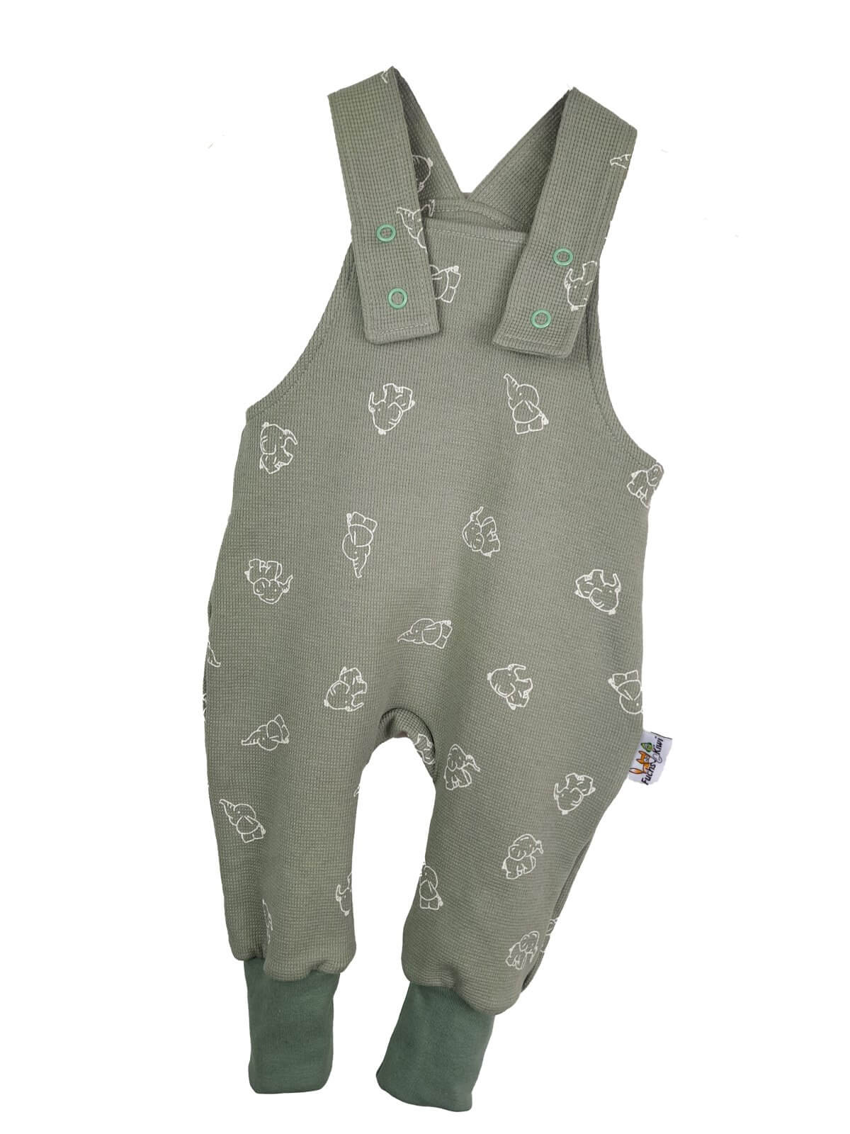 Latzhose Waffel Elefanten altmint 62/68