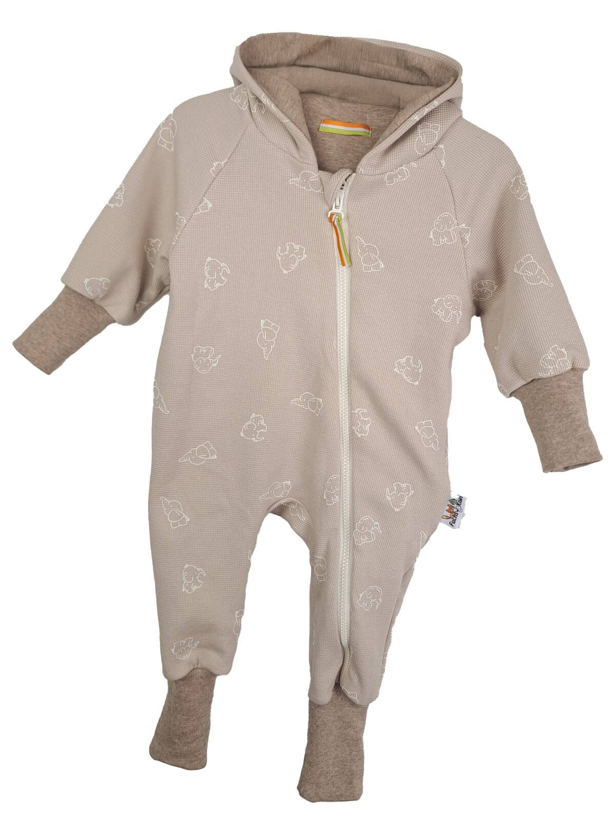 Sweatoverall Waffel Elefanten sand 62/68 doppellagig