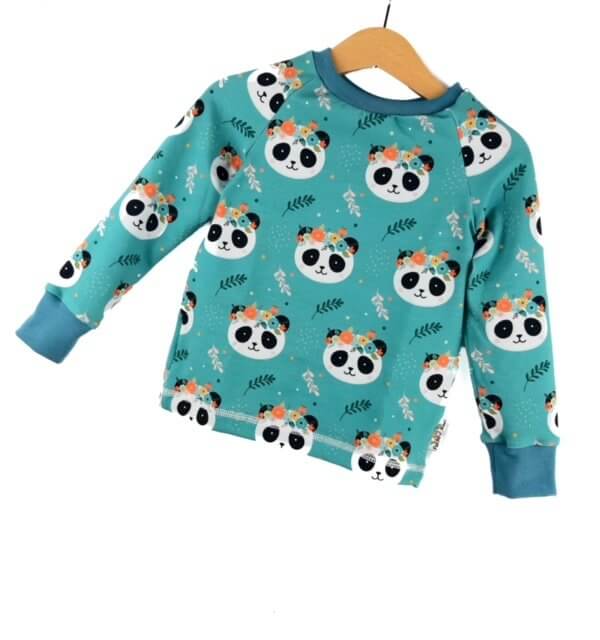 Langarmshirt Panda petrol