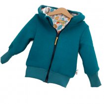 Walkjacke petrol mit Blätter bunt