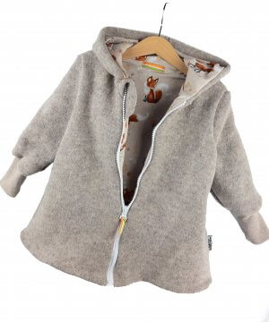 Walkmantel sand meliert mit Fuchsi creme