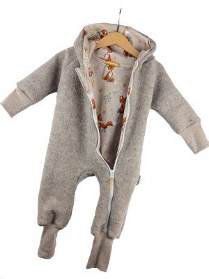 Walkoverall sand meliert mit Fuchsi creme