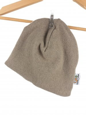 Beanie Feinstrick beige 50-54 doppellagig