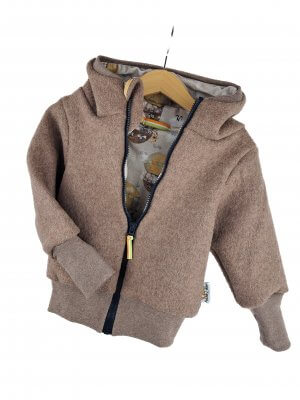 Walkjacke braun meliert mit tierische Luftfahrt