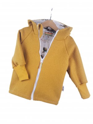 Walkjacke senfgelb mit tierische Freundschaft