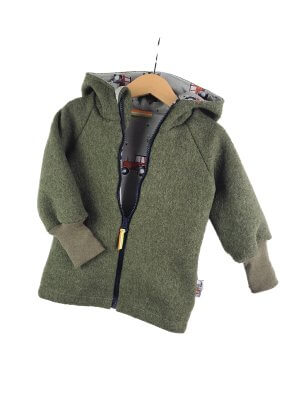 Walkjacke Walk moosgrün meliert mit Traktor khaki 86/92