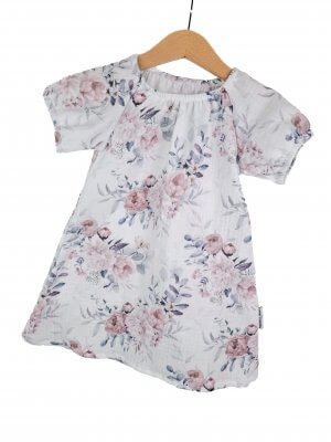 Kurzarmkleid Musselin Blumentraum