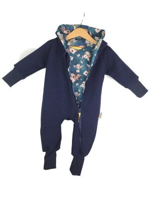 Walkoverall blau mit Eulenzauber