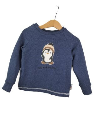 Langarmshirt Pinguin-Patch blau 86/92