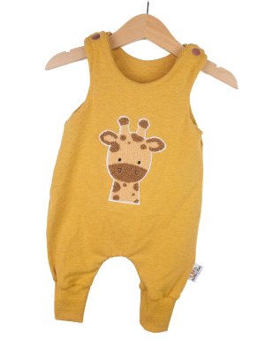 Strampler Giraffenkopf-Patch curry 56 mit Knopfleiste