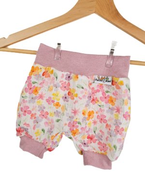 Kurze Hose Musselin Blümchen bunt 74/80