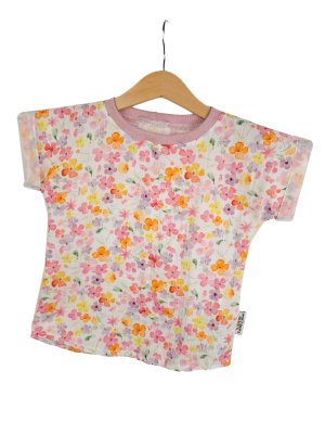 T-Shirt mit Umschlagarmen Musselin Blümchen bunt 86/92