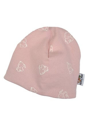 Beanie Waffel Elefanten rosa 44-46 doppellagig