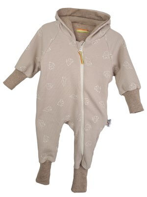 Sweatoverall Waffel Elefanten sand 62/68 doppellagig