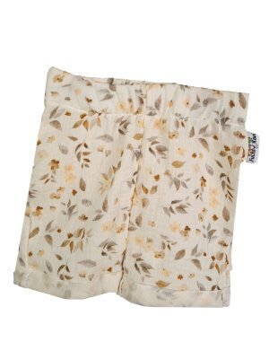 Kurze Shorts Musselin Blätter und Blumen