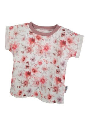 T-Shirt mit Umschlagarmen Musselin Blumenmeer 86/92