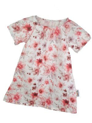 Kurzarmkleid Musselin Blumenmeer 86/92