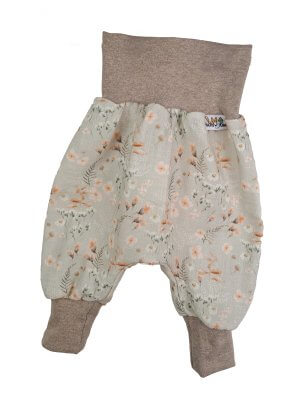 Pumphose Musselin Blümchen sand 68/74